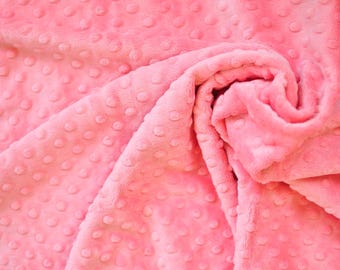 Minky: Dimple Dot Minky Fabric in Bubble Gum Pink - 1 yard + 20" (56"x62" cut of fabric total)