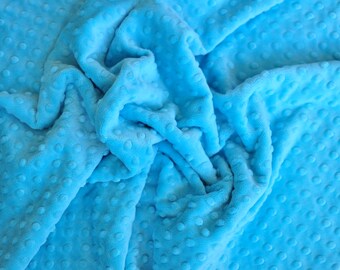 Minky: Dimple Dot Minky Fabric in Blue Turquoise - 1 yard left!