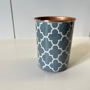 Handcrafted Printed  Copper Glass Mug – Ayurvedic Drinkware, 300ml, Eco-Friendly Reusable Mug