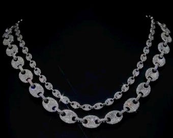 Iced Out Cuban Link Chain Necklace – Hip Hop Bling Jewelry, Single Layer Diamond Chain, Mens Womens Rapper Necklace, Statement Streetwear