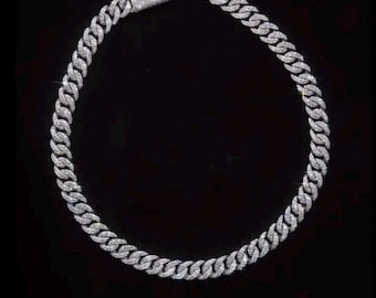 12 mm Prong Kubanische Gliederkette - Kundengerechte Öse - Männer & Frauen Kette - vereisten kubanische Kette - 925 Sterling Silber - Pass Diamond Tester