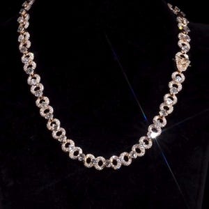 Infinity Link Chain 10mm, VVS1 Quality Round-cut Moissanite Diamond, Pass Diamond Tester, bezel setting mainstone gift fer her/him