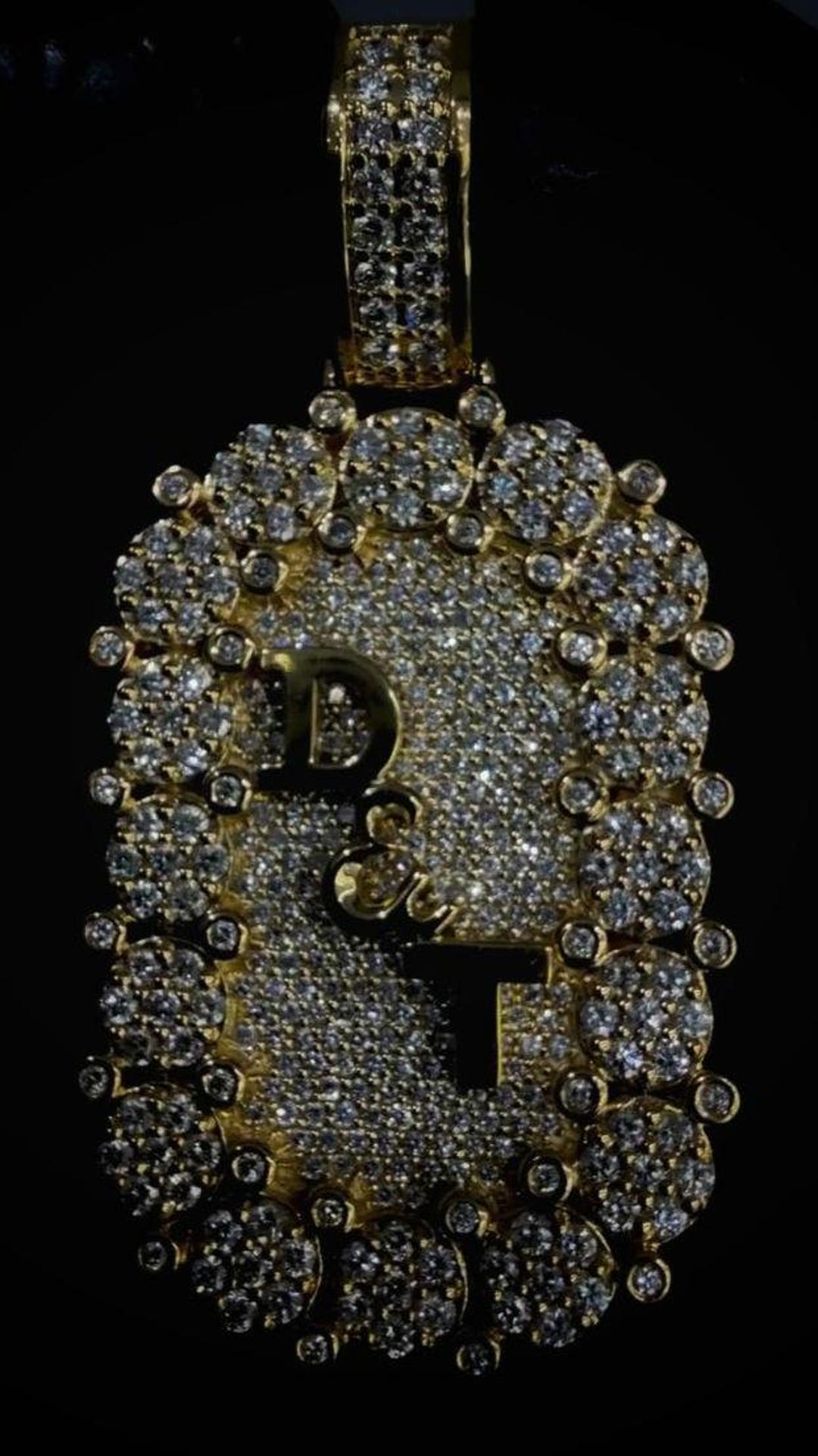 Iced Out Custom Letter Pendant, Round Diamond Initial Necklace, Bling ...