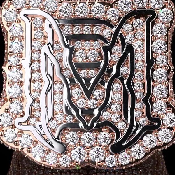 Bague lettre personnalisée 3D Iced Out | Bague tendance hip hop en argent sterling 925 | Bague de championnat VVS Moissanite | Bijoux hip-hop homme
