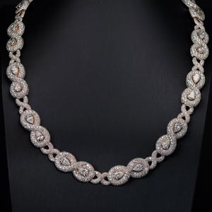 Iced Out Cuban Link Infinity Necklace | Luxury Moissanite Diamond Chain | Bling Pear Cut Choker | Hip Hop Jewelry for Men & Women