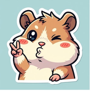 Hamster avec produit numérique signe de la paix