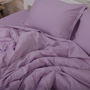 Romantic Handmade Cotton Bedding Set, Boho Duvet Cover with Flat or Fitted Sheet, Euro Double & Queen Size, Minimalist Bed Set, Gift for Her