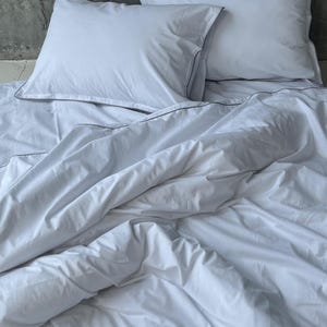 White King Size Bedding Set with Soft Cotton Duvet Cover, Flat Sheet, and 2 Pillowcases – Cozy Bedroom Decor, Cute Gift for 9th Anniversary
