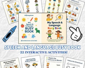 Printable Activity/Busy Book for Preschool | 22 Educational Activities for Toddlers | Speech & Language Learning Workbook | AIZtemplates