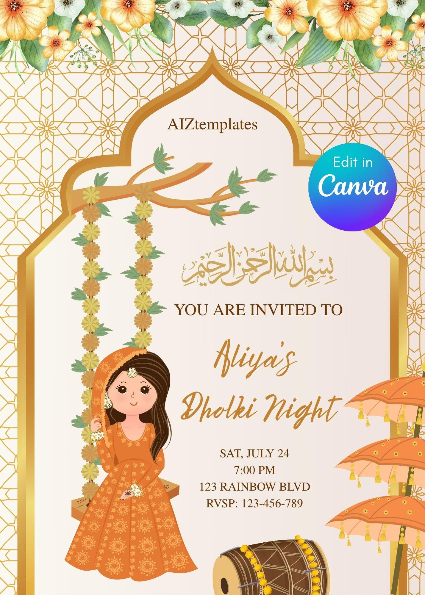 Desi Dholki Invite (digital template), Dholki Invite, Sangeet Invite, Mehndi Invite, Desi Wedding Invite,