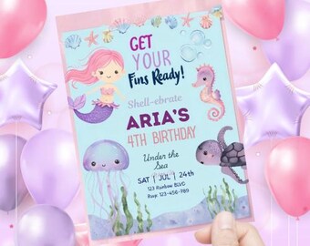 Under the Sea Adventure Birthday Invitation – Cute Ocean Theme for Kids Party – Printable Digital Template