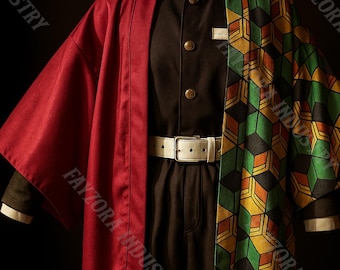 Anime inspiriert Giyu Cosplay Tomioka Kostüm |  Water Hashira Outfit (Vollständiges Set)