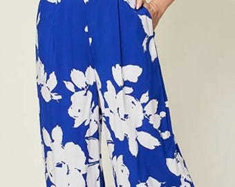 printed wide leg jumpsuit, tie back jumpsuit, full size jumpsuit, boho jumpsuit, summer jumpsuit, one piece outfit, flowy jumpsuit