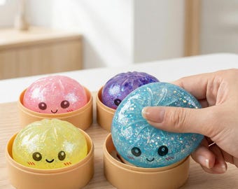 Giocattolo antistress a forma di raviolo glitterato, Jumbo a lenta risalita, simpatico giocattolo antistress a forma di pasta, giocattolo da spremere per alleviare l'ansia, regalo antistress da spremere