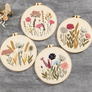 Plant Embroidery Kit for Beginners: Floral DIY Craft with Pattern