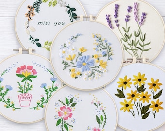 Kit de bordado de margaritas: Manualidad para principiantes, bordado moderno