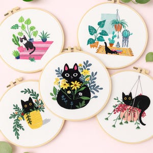 DIY Sunroom Cat Embroidery Kit: Beginner Hand Embroidery, Cozy Decor