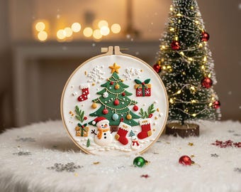 Kit per ricamo a forma di albero di Natale: regalo di ricamo per principianti