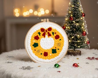Kit per ricamo di ghirlande natalizie: disegno floreale, fai da te per principianti