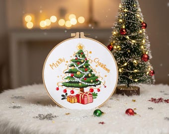 Kit per ricamo ad albero di Natale: punto croce fai da te per principianti (senza opzione telaio)