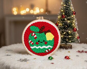 Kit ricamo mela verde: disegno a punto mano per principianti