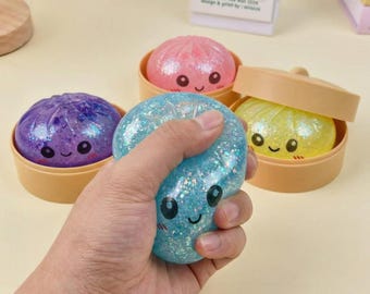 Giocattolo antistress a forma di raviolo glitterato, Jumbo a lenta risalita, simpatico giocattolo antistress a forma di pasta, giocattolo da spremere per alleviare l'ansia, regalo antistress da spremere