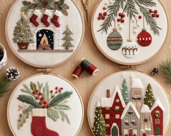 Kit di avviamento per ricamo "Buon Natale", decorazioni moderne per le feste