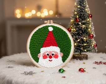 Kit di ricamo natalizio per principianti: ricamo di Babbo Natale e albero