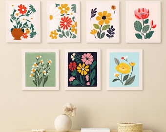 Kit di avviamento per ricamo floreale: punto croce floreale moderno con telaio