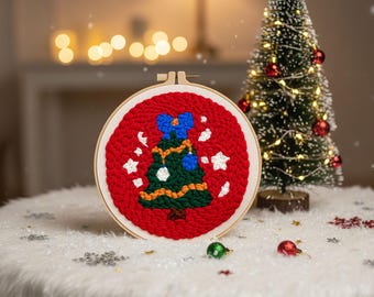 Kit di punzonatura per albero di Natale: ricamo per principianti con filato