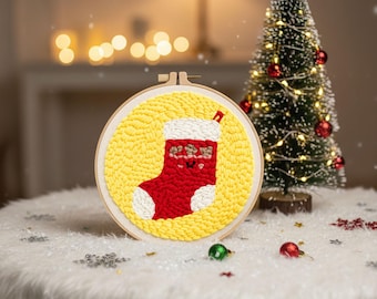 Kit per ricamo a punto croce per calze di Natale: set fai da te per principianti