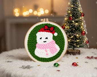 Kit ricamo pupazzo di neve: schema punto croce natalizio, arte del telaio fai da te per principianti