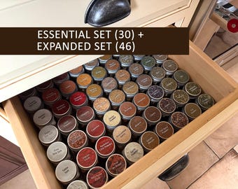 Find any spice instantly with 76 premium, vinyl spice jar lid labels