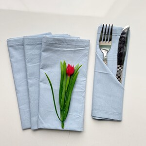 Sky Blue Cotton Dinner Napkins, Reusable Cloth Napkins Kitchen Cocktail Napkin Boho Everyday Party Napkin KIds Cloth Napkin For Gifts