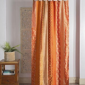Cortina 100% algodão, feita à mão, com patchwork, 2 painéis, vintage, para decoração de casa de fazenda, sala de estar/quarto, cortina estilo boho, presente de Natal