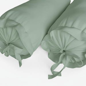 Sage Green Cotton Bolster Cushion Cover Sustainable Bolster Pillowcase – Eco-Conscious Round Pillow Cover for Meditation & Relaxation