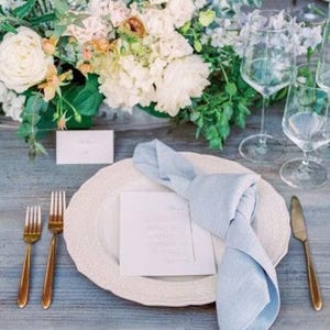Sky Blue Cotton Dinner Napkins Reusable Party Table Decor Napkins Handmade Everyday Kitchen Cloth Napkin Boho Cocktail Party Napkin