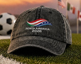 Embroidered World Cup 2026 Hat | North America Soccer Fan Cap Gift | USA, Canada, Mexico Football Season