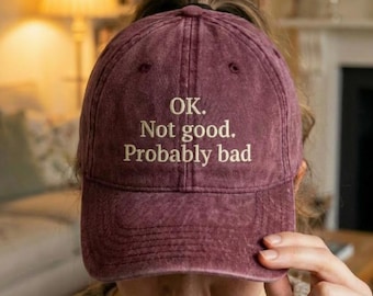 CUSTOM OK Not Good, Probably Bad Cap | Embroidered LGBT Hockey Romance Gift | Vintage Dad Hat