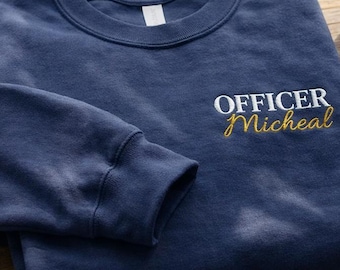 Custom Police Academy Graduation Sweatshirt |  Embroidered Officer Name | Personalized Police Graduate Gifts | Law Enforcement Crewneck