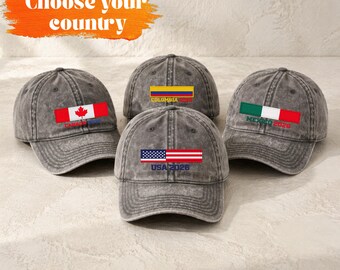 CUSTOM USA World Cup 2026 Hat | Embroidered American Flag Dad Gift | Mexico Canada Brazil | Soccer Fan Cap