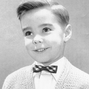 Boys&#39; 1960s Chunky-Knit V-Neck Cardigan with Patch Pockets -- Fall Sweater -- PDF KNITTING PATTERN