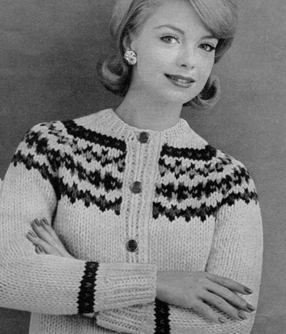 chunky fair isle cardigan