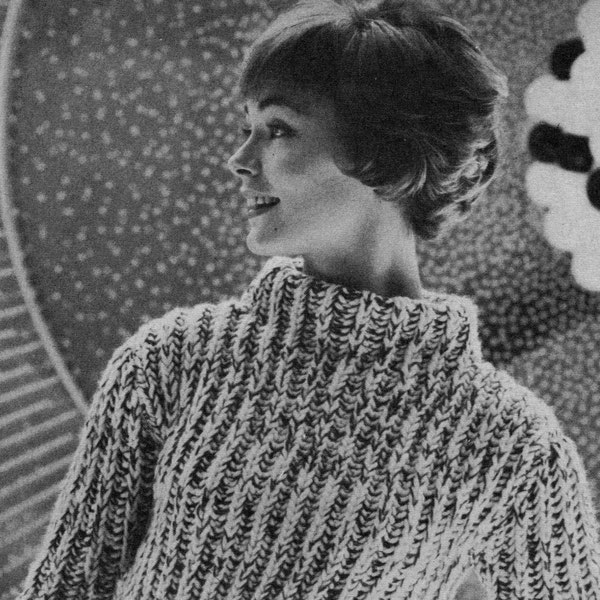 1960s Retro Atomic Sweater -- Quick Knit Sweater -- Bonus Boatneck Sweater Included -- Fast Knit -- Easy Knit -- PDF KNITTING PATTERN