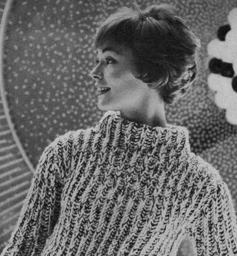 1960s Retro Atomic Sweater Quick Knit Sweater Bonus Boatneck Sweater Included Fast Knit Easy Knit PDF KNITTING PATTERN image 1