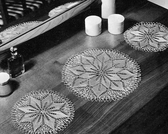 Old-Fashioned Knitted Doilies -- Flower Mats -- Retro Knitted Tabletop Doilies -- Vintage Home Decoration --  PDF KNITTING PATTERN