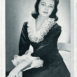Ladies' 1940s Crocheted Lace Collar and Cuff Set -- PDF CROCHET PATTERN image 4