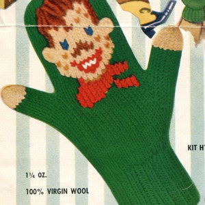 1950s Vintage Howdy Doody and Clarabelle Mittens PDF KNITTING PATTERN image 3