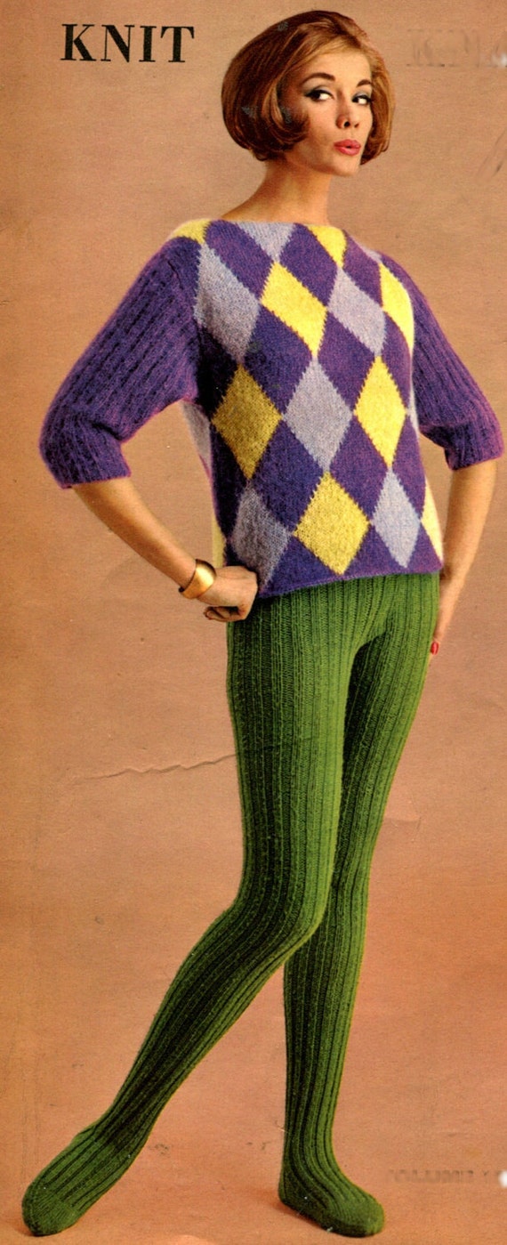 Retro Ribbed Tights Leotards PDF KNITTING PATTERN 