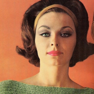 Women&#39;s 1960s Vintage Fitted Pullover Sweater with Boatneck and Half Sleeves -- Simple Shaping --  PDF KNITTING PATTERN
